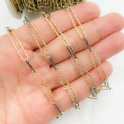 925 Sterling Silver Two Tone Diamond Cut Paperclip Chain